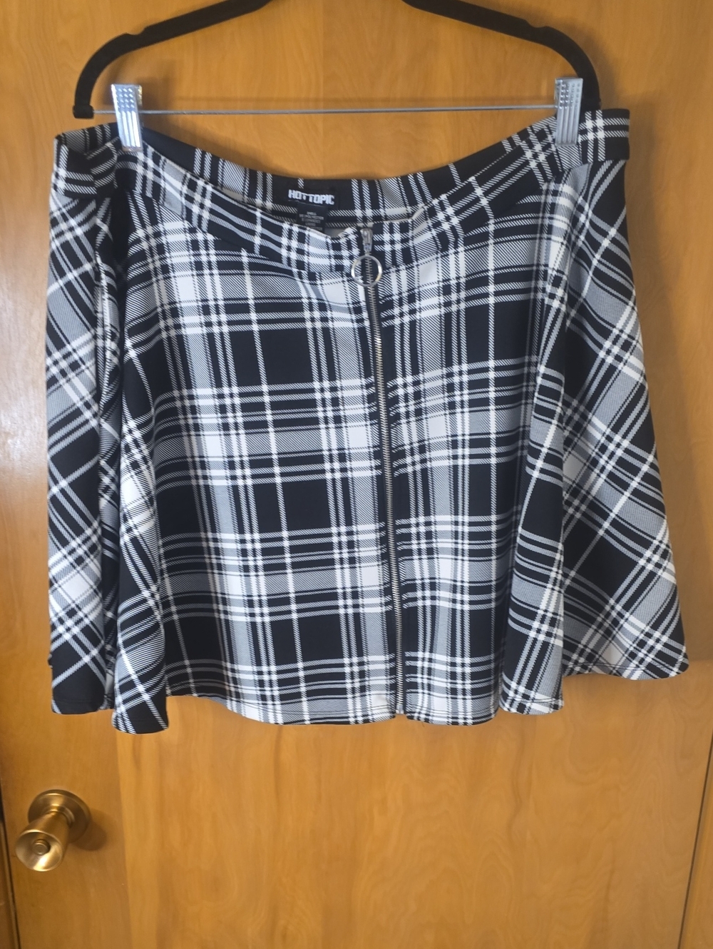 Hot Topic Zip Up Plaid Skater Skirt